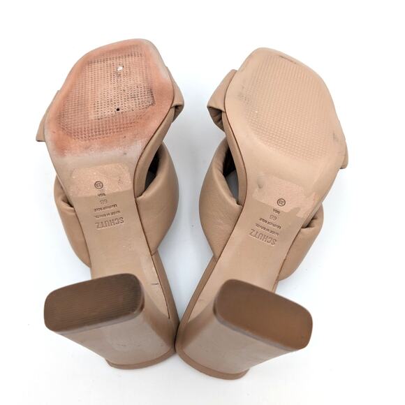 Schutz Fairy Block High Heel Sandal Women's Leather True Beige Size US6B EU37 - Picture 8 of 14